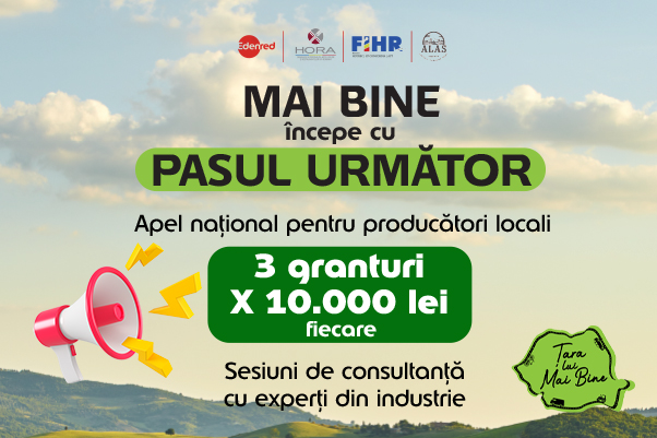 Producătorii locali primesc o șansă în plus: Edenred, HORA și FIHR lansează o nouă competiție națională de granturi 